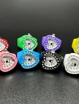 New Fashion Heart-shaped Watch Ring for Women Colorful Dial Inlay Zircon Stainless Steel Case Quartz Movement Mini Clock Jewelry - Aliexpress - FashionsVida