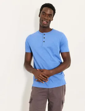 Pure Cotton Henley T-Shirt Blue male - Fatface - FashionsVida