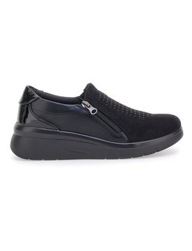 Scarpe nere con brillantini e cerniera laterale H2301017 38