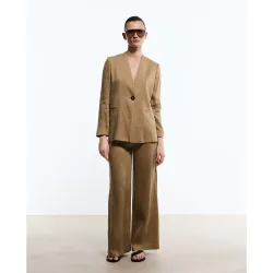 Pantalón ancho de mujer con lino