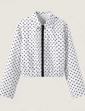 Chaqueta de manga larga casual y versátil con cremallera y lunares para uso diario y viajes para adolescentes - Shein - FashionsVida