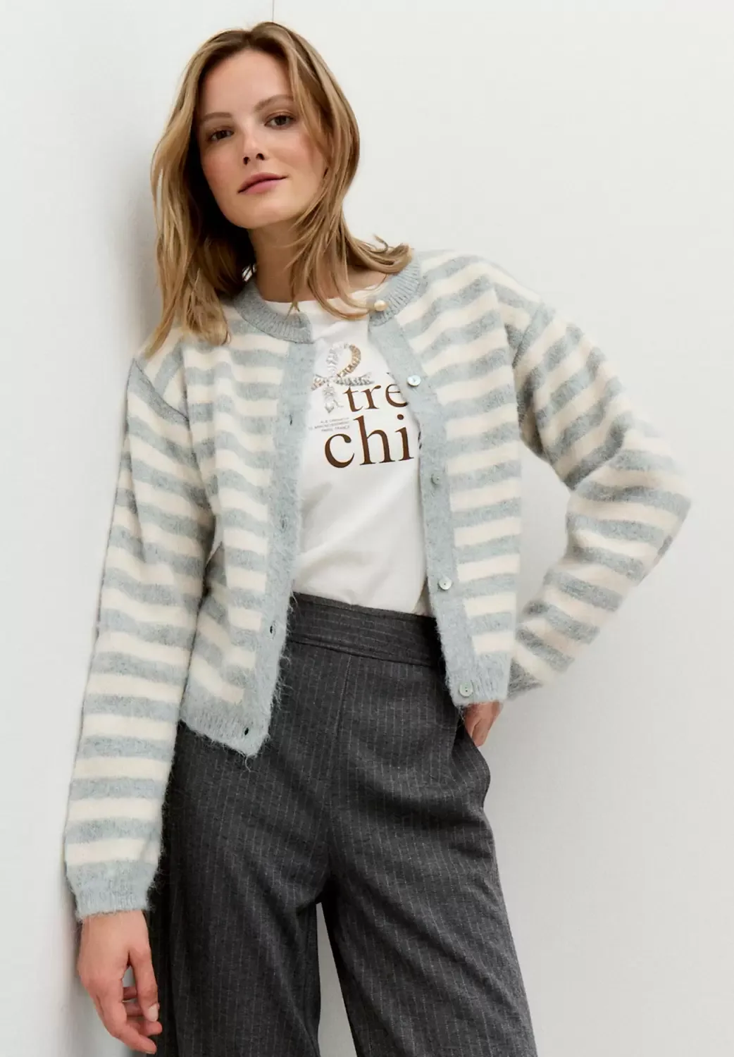 Cardigan with Stripes female - 44 - FashionsVida