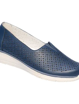 Leder-Keilslipper „Sophie“ blau 38 Damen - wonderwalk - FashionsVida