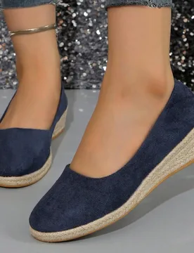 Zapatos > Zapatos de mujer > Nuevos zapatos de cuña para mujer de primavera y otoño con suela gruesa y tejido de cuerda de grama - Shein - FashionsVida