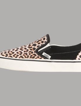 Slip-On Scarpe Tela e Pelle Scamosciata Motivo Leopardato Comfort