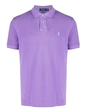Polo in cotone piqué di cotone lilla