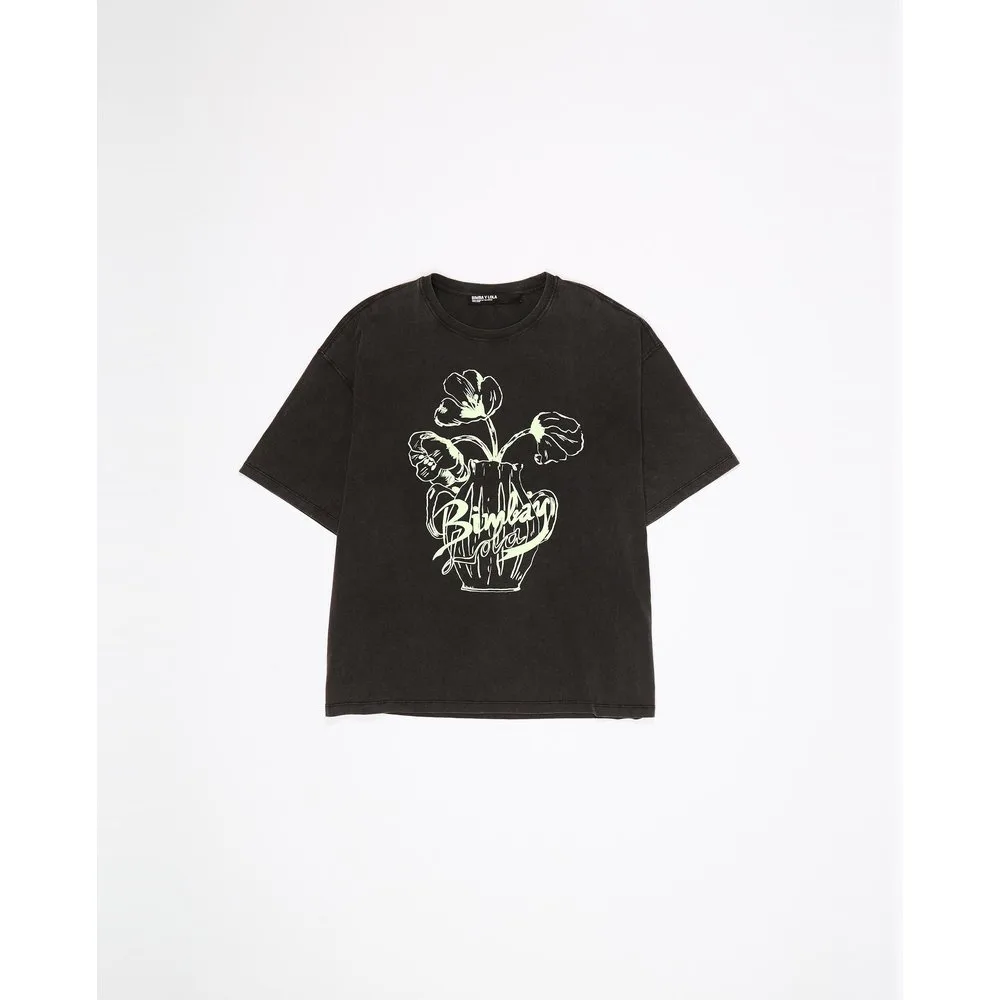 Camiseta de mujer logo relieve flores - Bimba y Lola - FashionsVida