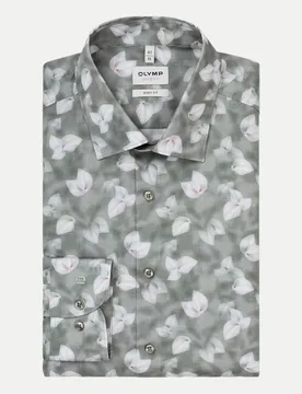 Hemd mit Allover-Print Grau 41 - Olymp - FashionsVida