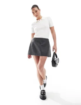 Womens Harper Suiting Mini Skirt In Charcoal - Grey - Size 10 Uk - Cotton on - FashionsVida
