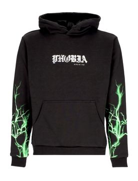 Felpa Leggera Cappuccio Uomo Lightning Hoodie Black/green