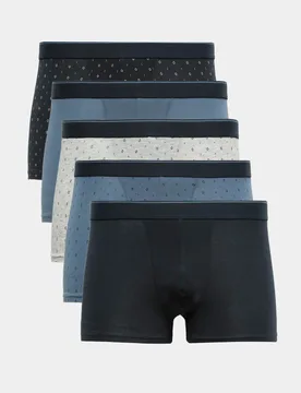 Pack Cotton Rich Stretch Print Hipsters Blue Mix male - M&S - FashionsVida