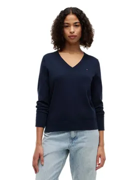 Maglione Con Scollo A V Ww0ww0098 Dark Night Navy M