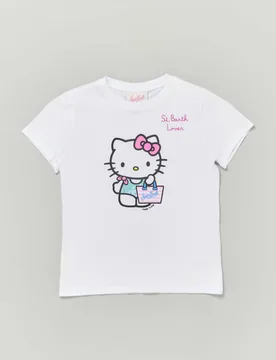T-shirt Lover bianca con stampa Hello Kitty - MC2 SAINT BARTH - FashionsVida