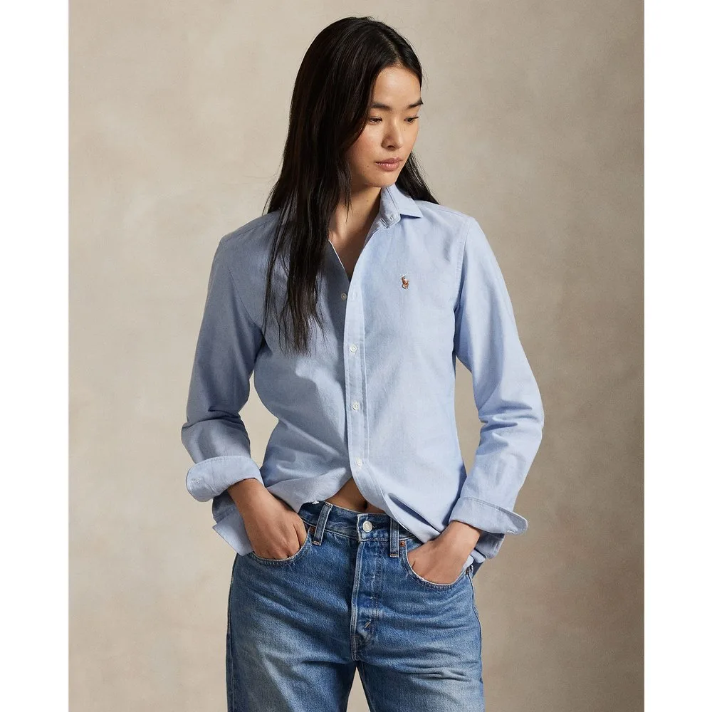 Camisa Oxford básica de mujer con logo a contraste - Polo Ralph Lauren - FashionsVida