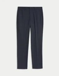 Tailored Fit Check Suit Trousers Dark Navy male