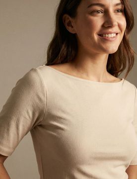 T-shirt basic in cotone - nude