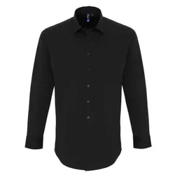 Unisex Adult Poplin Stretch Long-Sleeved Shirt (Black) - Size Medium
