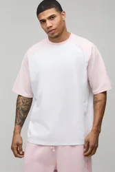 Herren Übergroßes Raglan-Kurzarm-T-Shirt Pink Größe Small