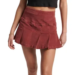 Gonna Vintage Cord Pleat Mini Merlot M