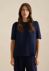 Shirtbluse Uni Blau 36