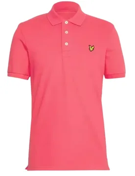 Mens Electric Pink Plain Polo Shirt Cotton - Size Large - Lyle & Scott - FashionsVida