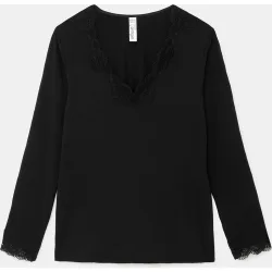 Camiseta de manga larga con detalle de puntilla