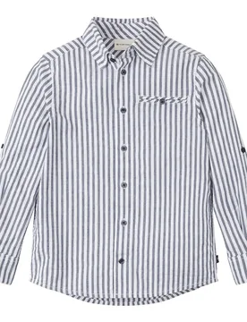 Camicia A Maniche Lunghe 1030850 Navy White Seersucker Stripe 104-110 cm - Tom tailor - FashionsVida