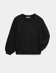 Slouchy Knit Jumper (6-16 Yrs) Black female