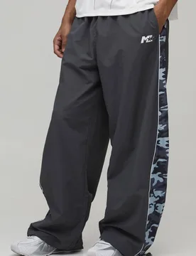 Men's Extreme Parachute Camo Panel Track Pants Grey Size Medium Grey M - boohooMAN - FashionsVida