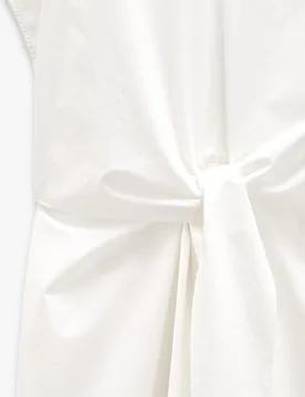 Vestido midi 100% algodón con fruncido central en liso - Parfois - FashionsVida