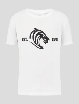 Leicester Tigers Junior 25/26 Varsity 1880 Short Sleeve T-shirt - White WHITE 5-6Y Unisex - Castore - FashionsVida