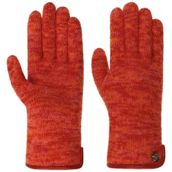 Milled Wool Gloves with Leather by - red-mottled - Damen - Size: 7 1/2 HS