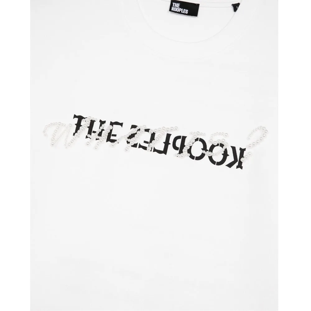 Camiseta de mujer manga corta con abalorios - The Kooples - FashionsVida