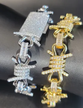 Fully Icy Diamonds Bracelet Personalized Spike Necklace Gothic Jewelry Gifts For Him Her Infinite Link Chain Party Accessories - Aliexpress - FashionsVida