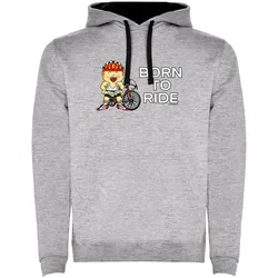 Felpa Con Cappuccio Born To Ride Two-colour Heather Grey / Black