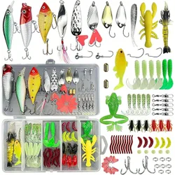 Piezas Juego de señuelos de pesca de agua dulce, incluye señuelos de plástico blando, señuelos de cuchara, swimbaits, señuelos duros, señuelos t