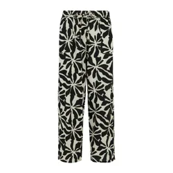 Womens/ladies Elbrie Abstract Floral Trousers (White/black) - White & Black Viscose - Size 20 Regular