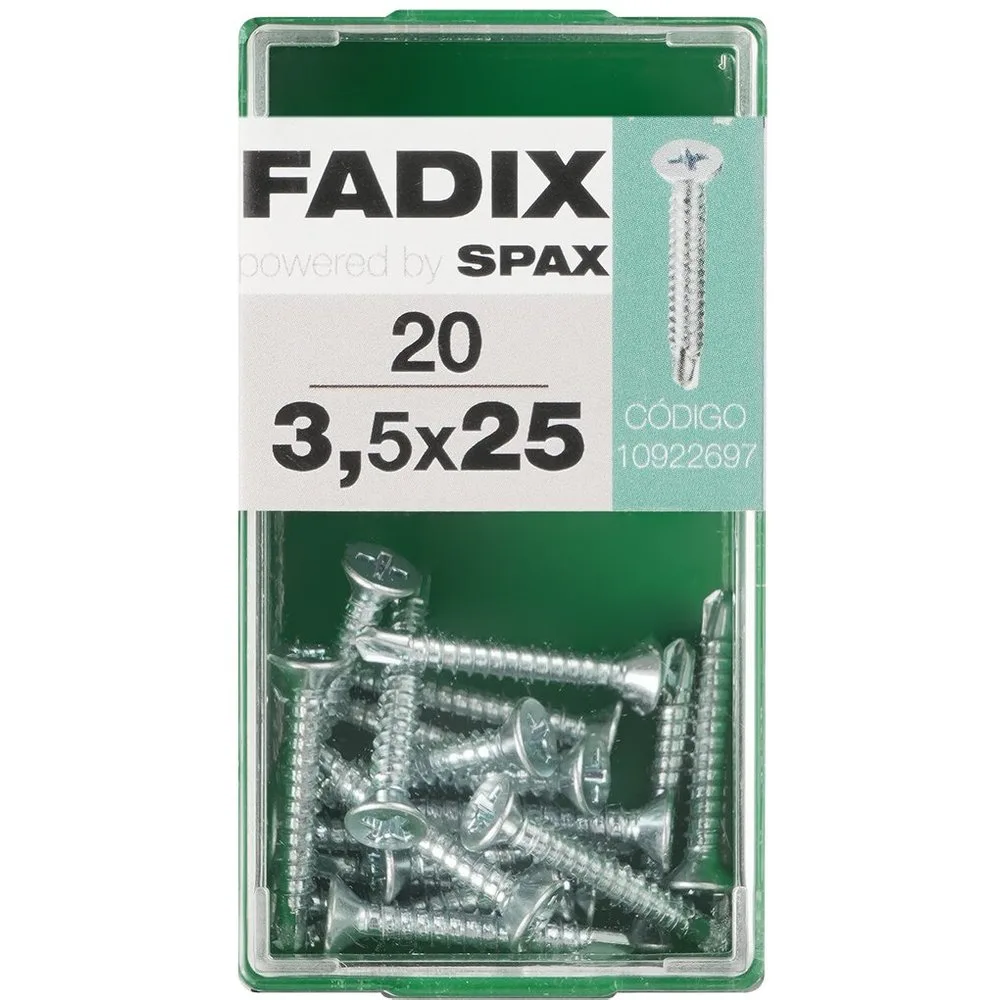 Tornillo Roscachapa Cabeza Plana Ø3,5 x 25 mm - Caja 20 Uds - FADIX - FashionsVida