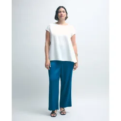 Pantalón ancho fluido de mujer satinado