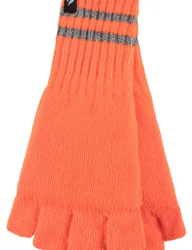 Mens 1 Pair SOCKSHOP 3.2 TOG Workforce Fingerless Gloves Bright Orange One Size - Orange - Size: One Size - Heat Holders - FashionsVida