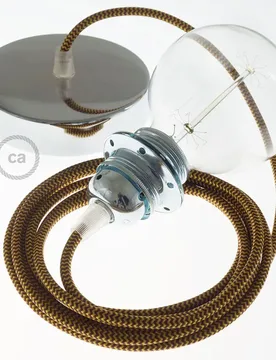 Cables Lampe Suspendue Pendel Pour Abat-jour Rz23 Zigzag 50 Cm Gold / Burgundy / Chrome Plated One Size - Creative - FashionsVida
