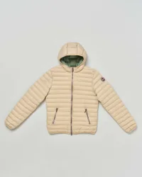 Piumino Originals beige con cappuccio in nylon leggero imbottito in piuma