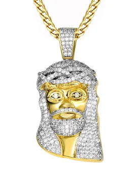 VANAXIN Jesus Pendant Iced Out for Men 14k Gold Plated Shining Cubic Zirconia Charm Necklace Hip Hop Jewelry - Aliexpress - FashionsVida