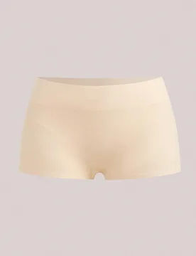 Calzones tipo short sin costuras de color albaricoque para mujer, de estiramiento medio, ropa interior cómoda y casual - Shein - FashionsVida
