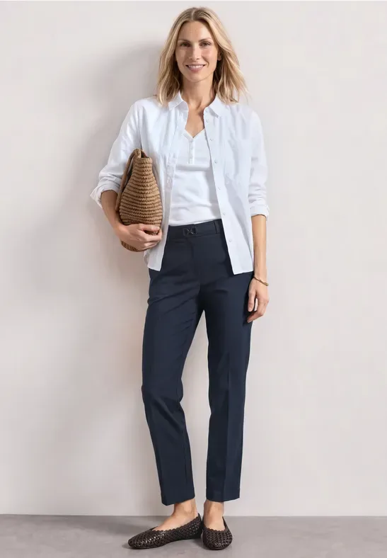 Slim Leg Hose mit Schnallendetail female Blau - Street One - FashionsVida