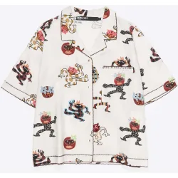 Camisa de mujer recta pespuntes decorativos samba