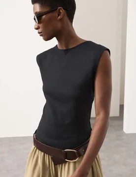 Cotton Rich Open Back Vest Top Black female - Autograph - FashionsVida