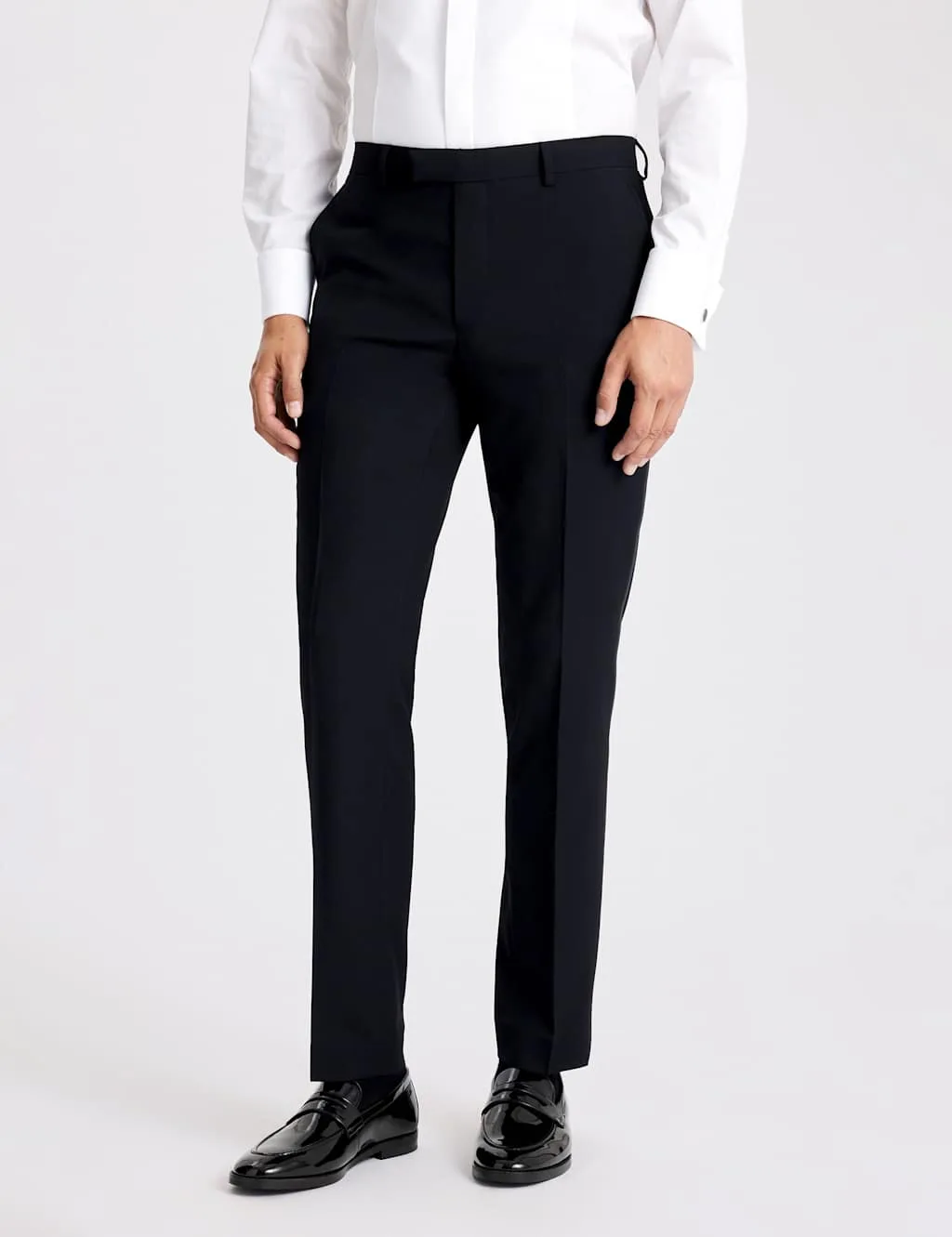 Slim Fit Tuxedo Trousers Black male - MOSS - FashionsVida