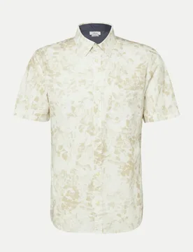 RED LABEL Kurzarm-Hemd mit All-over-Print Beige L - S. Oliver - FashionsVida