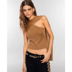 Top de mujer asimétrico con foulard decorativo